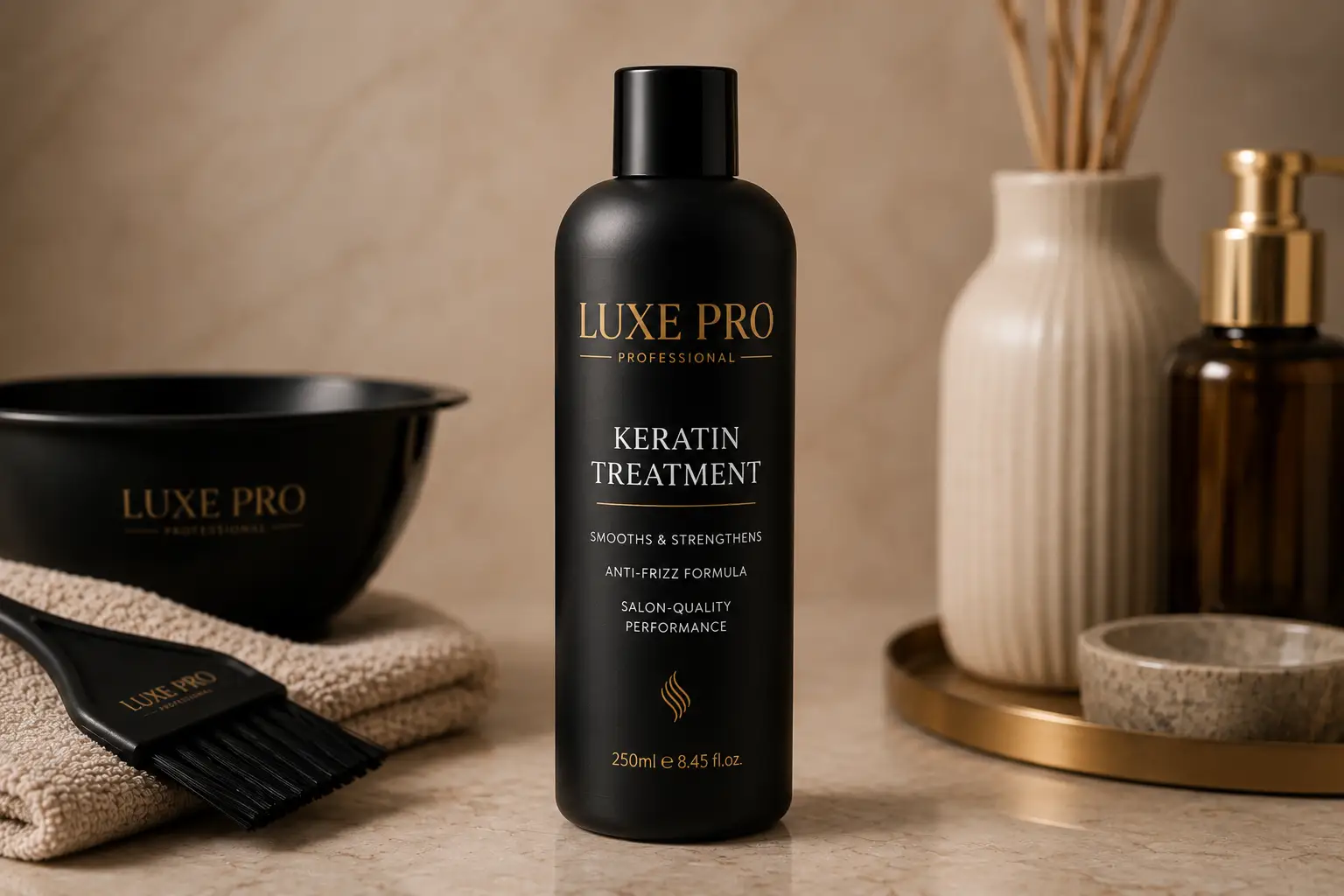 Keratin smoothing treatment product for salons